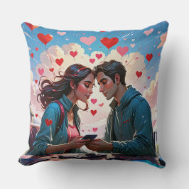 Almofada Um casal apaixonado por corações voadores - Traves