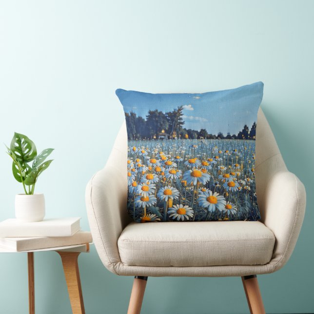Almofada Um cheio de campo de camomiles florescente (Cadeira)
