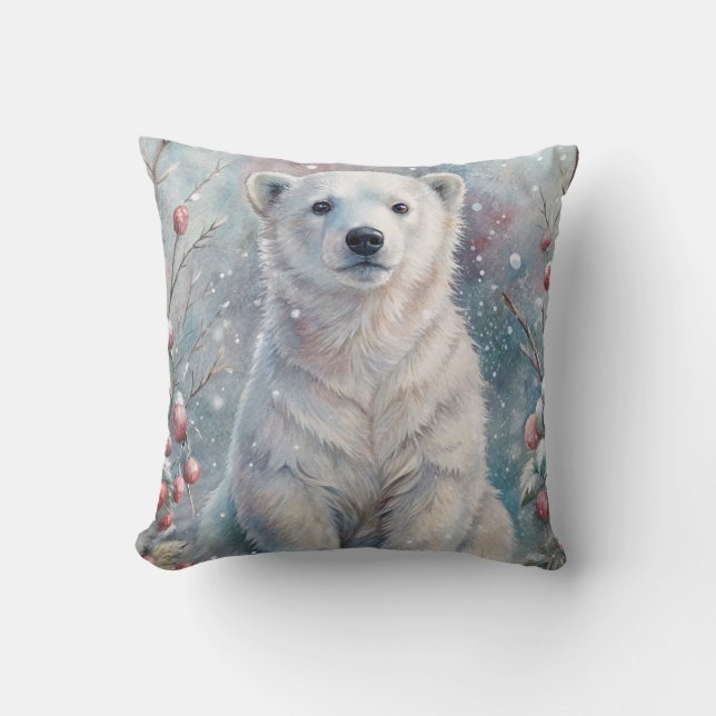 Almofada Um Cubo de Urso Polar no inverno (Frente)