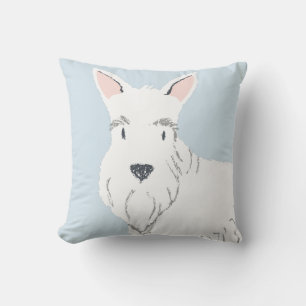 Almofada Um desenho animado branco, escocês Terrier muito b