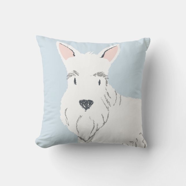 Almofada Um desenho animado branco, escocês Terrier muito b (Frente)