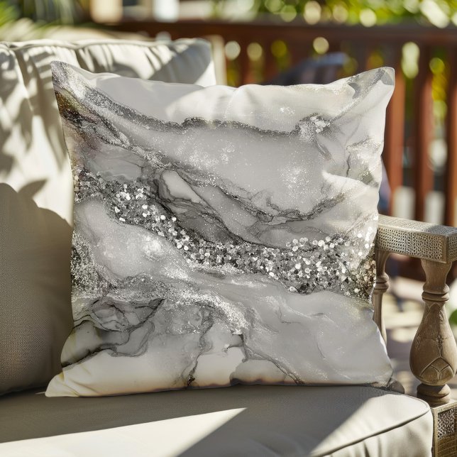 Almofada Um fundo de mármore branco e prata luxuoso (Criador carregado)