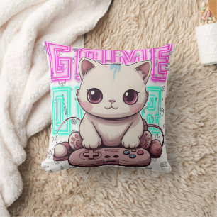 Almofada Um Gamer Cat Cute Kawaii, jogo sobre