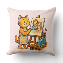 Um gato bonito pinta um retrato de sua família