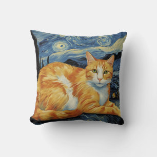 Almofada Um gato na noite estrelada