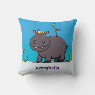 Almofada Um hipopótamo engraçado bonito com desenhos animad