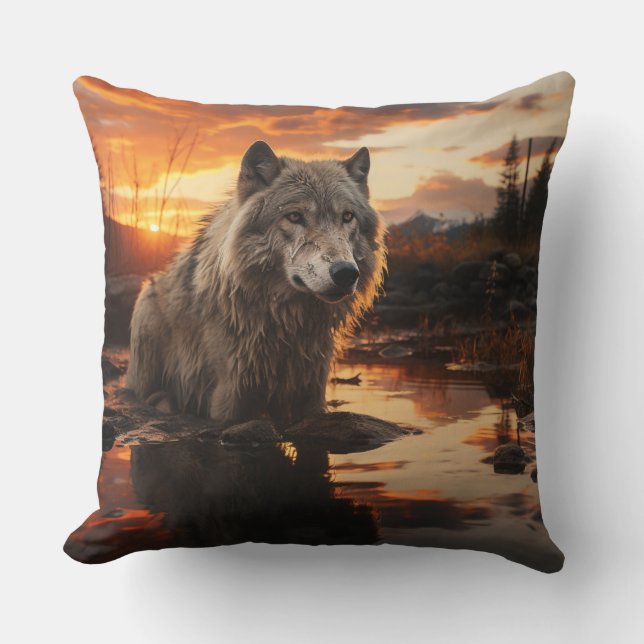 Almofada Um Lobo no Travesseiro decorativo da maravilha (Frente)