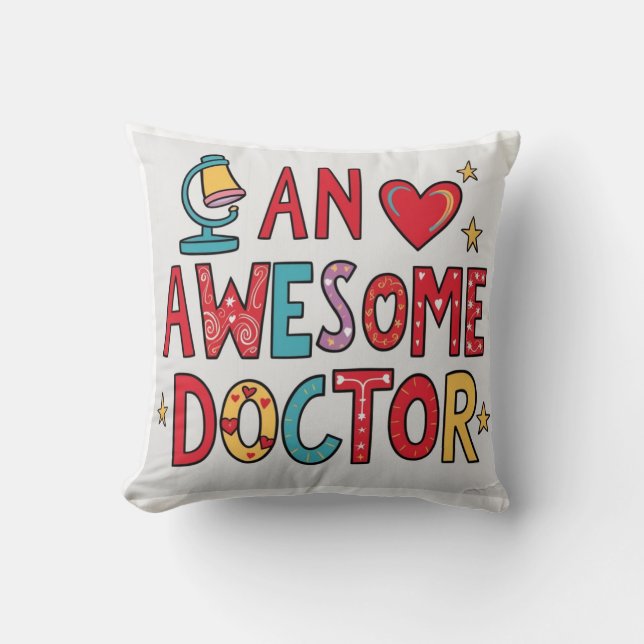 Almofada Um médico incrível. Obrigado presente  (Frente)