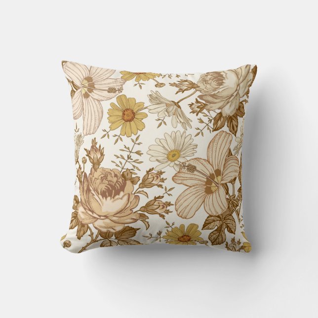 Almofada Um padrão perfeito. Belo reino rosa florescente (Frente)