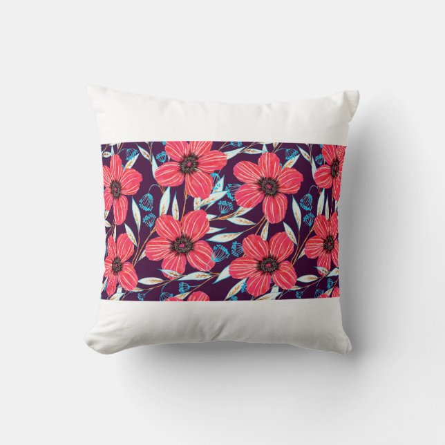 Almofada Um padrão sem costura floral à mão. Sketche (Frente)