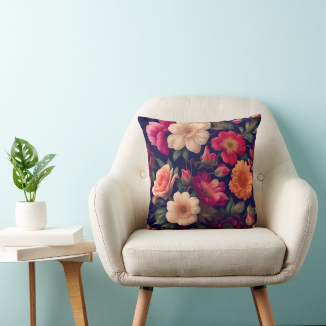 Almofada Um papel de parede com um padrão floral  (Cadeira)