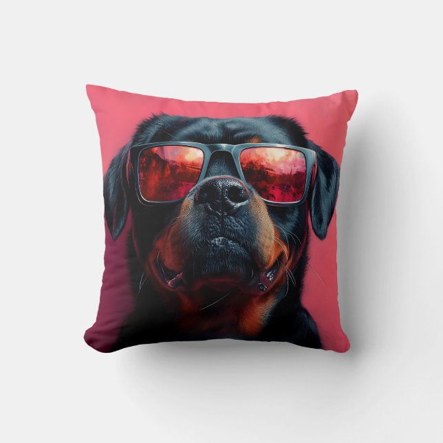 Almofada Um rottweiler legal com óculos de sol (Frente)