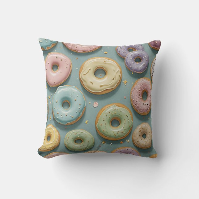 Almofada Um Sonho de Rosquinha de Pastel Whimsical (Frente)