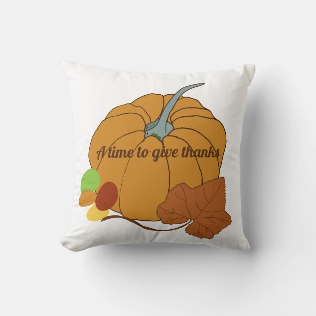 Almofada Um tempo para dar abóbora e folha de obrigados (Frente)