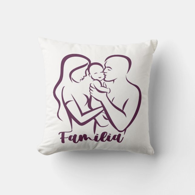 Almofada Um Travesseiro decorativo de ilustração da família (Frente)