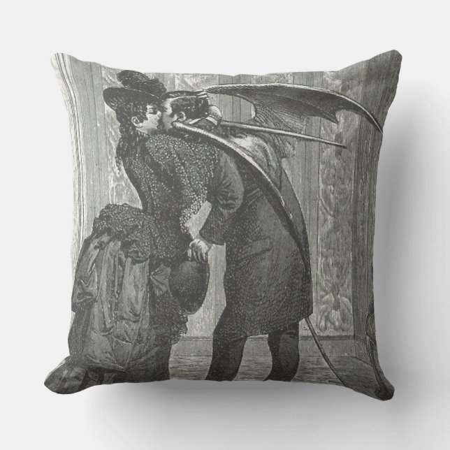 Almofada Um Victorian do beijo/vampiro voado gótico (Frente)