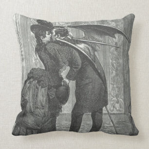 Almofada Um Victorian do beijo/vampiro voado gótico