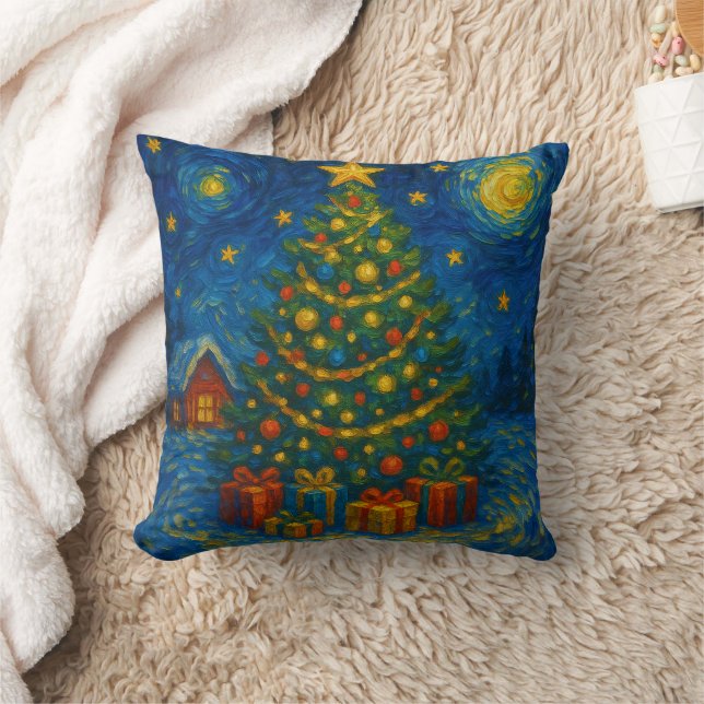 Almofada Uma árvore de Natal sensual ao estilo Van Gogh (Cobertor)
