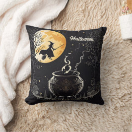 Almofada Uma bruxa faz poções debaixo da lua de cheio