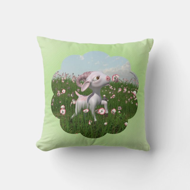 Almofada Uma cabra cheira as flores (Frente)