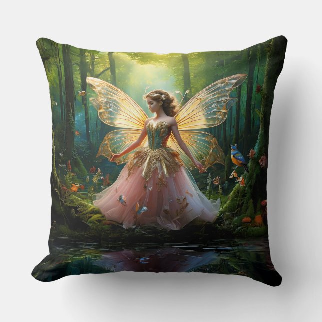 Almofada Uma fada mágica na floresta (Frente)