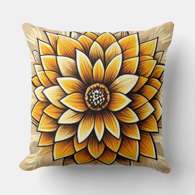 Almofada Uma Flor Geométrica com Várias Camadas de Petais (Frente)