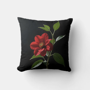 Almofada Uma flor vermelha isolada em fundo preto
