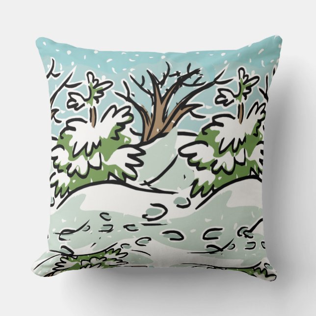Almofada Uma Floresta Nevada - (Frente)