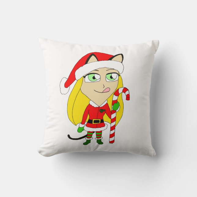 Almofada Uma garota chibi de Natal (Frente)