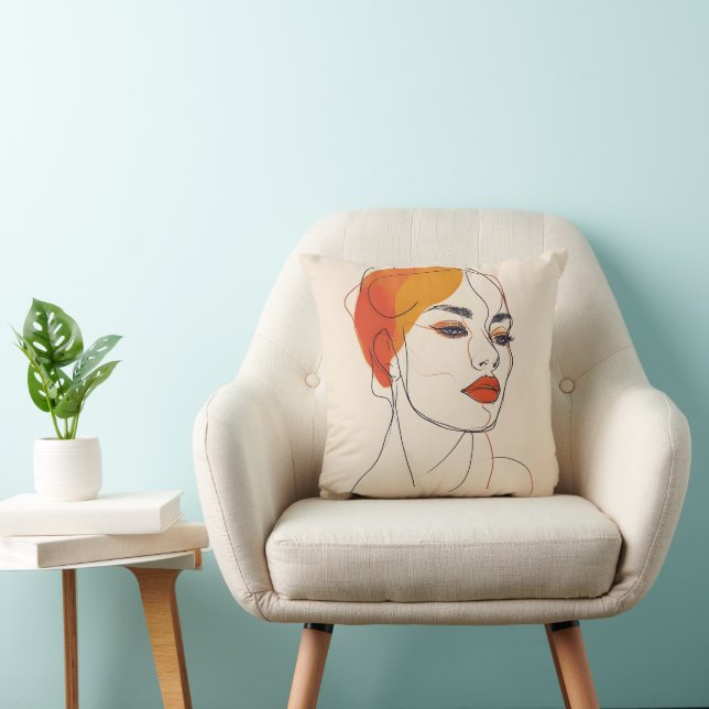 Almofada Uma linha de arte feminina (Cadeira)