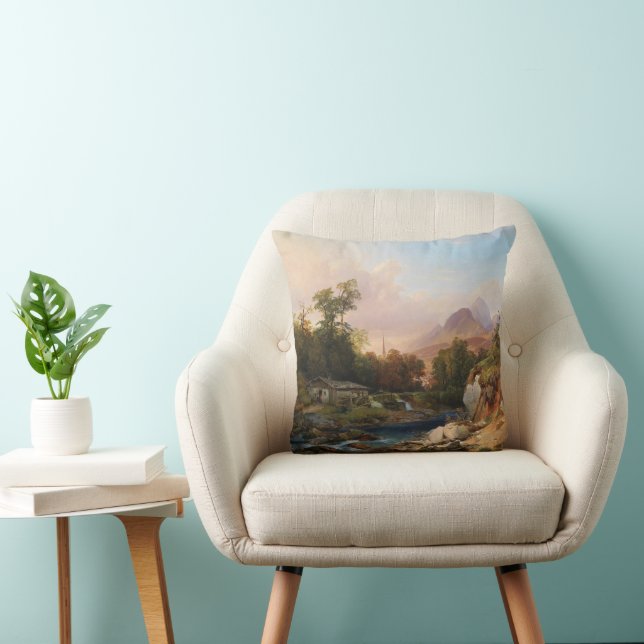 Almofada Uma paisagem de montanha com um Smithy (Cadeira)