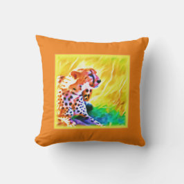 Almofada Uma poderosa Pintura De Animais Cheetah. Compre ag