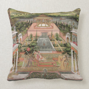 Almofada Uma princesa de Mughal em seu jardim (gouache no
