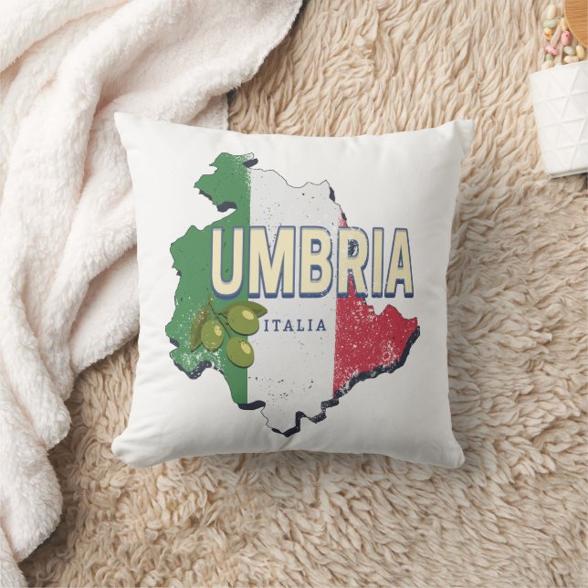 Almofada Úmbria Itália Retro Região Mapa Vintage Souvenir (Cobertor)