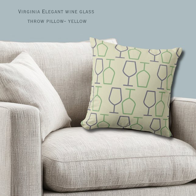 Almofada Uncork & Relax | Virginia Wine Lover Yellow (Virginia Wine Glass Throw Pillow)
