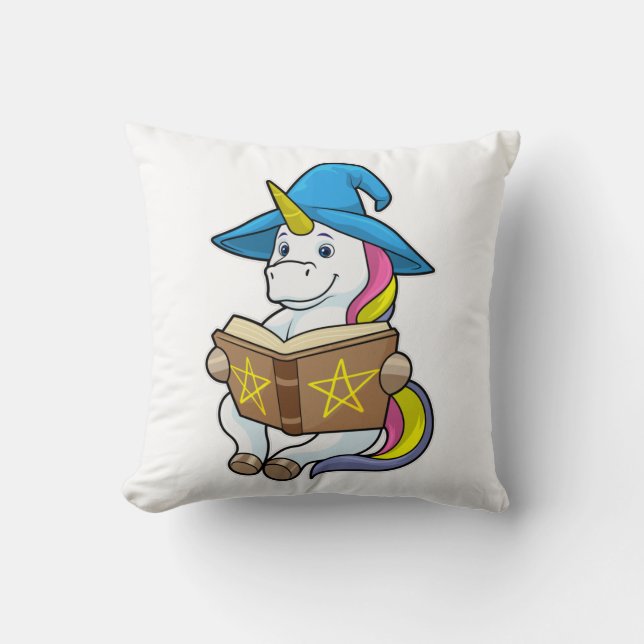 Almofada Unicorn as Wizard with Book & Hat (Frente)