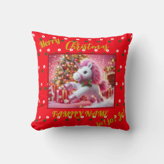 Almofada Unicorn cor-de-rosa feliz natal Personalizar