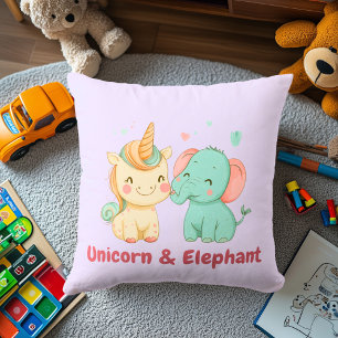 Almofada Unicorn & Elefante Decoração de Amigos Mágicos p