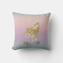 Almofada Unicorn Ombre Dourado Confetti Glitter Heart
