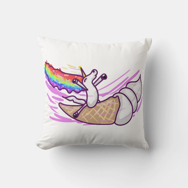 Almofada Unicorn Rainbow Riding Ice Cream Cone (Frente)