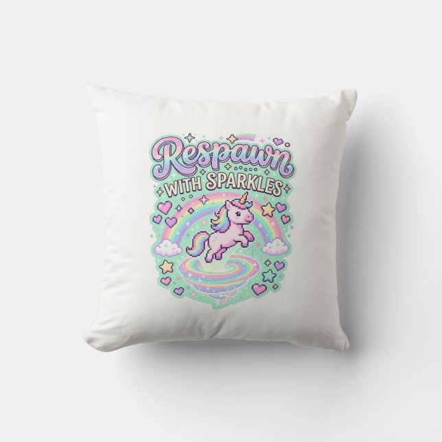Almofada Unicorn Ressuscita com Brilho Premium Vector Adesi (Frente)