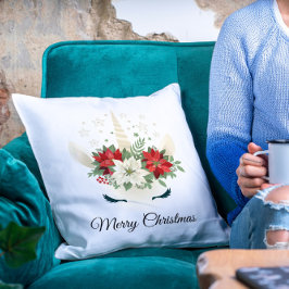 Almofada Unicórnio de Natal Floral | Feliz Natal