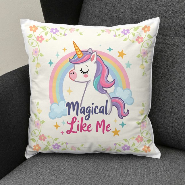 Almofada Unicórnio Mágico Pastel com Arco-íris (Criador carregado)