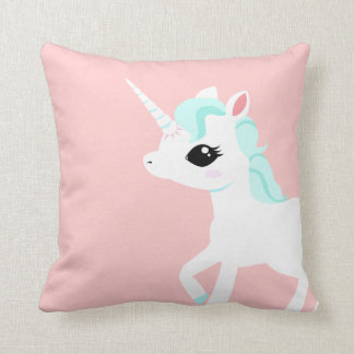 Almofada Unicórnio pequeno com juba azul