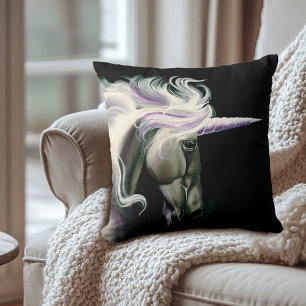 Almofada Unicórnios Brancos Pretos Elegantes Roxo Azul