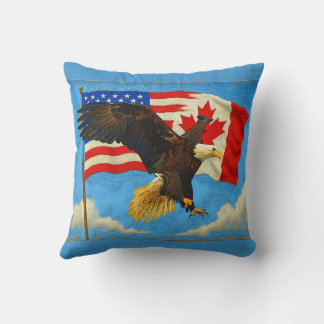 Almofada Unidade - Bandeira do Canadá, Bandeira dos EUA e Á