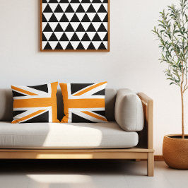 Almofada Union Jack Preto e Laranja Metade