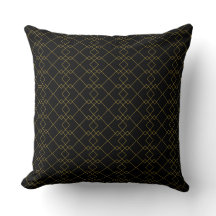 Unique Black Throw Pillow Featuring Gold Box Desig