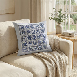Almofada Unique design animals blue accent Throw Pillow