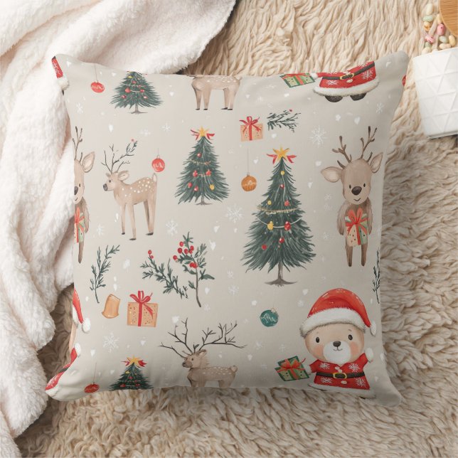 Almofada Ursa de pelúcia fofa & Papai Noel em Branco (5) (Cobertor)